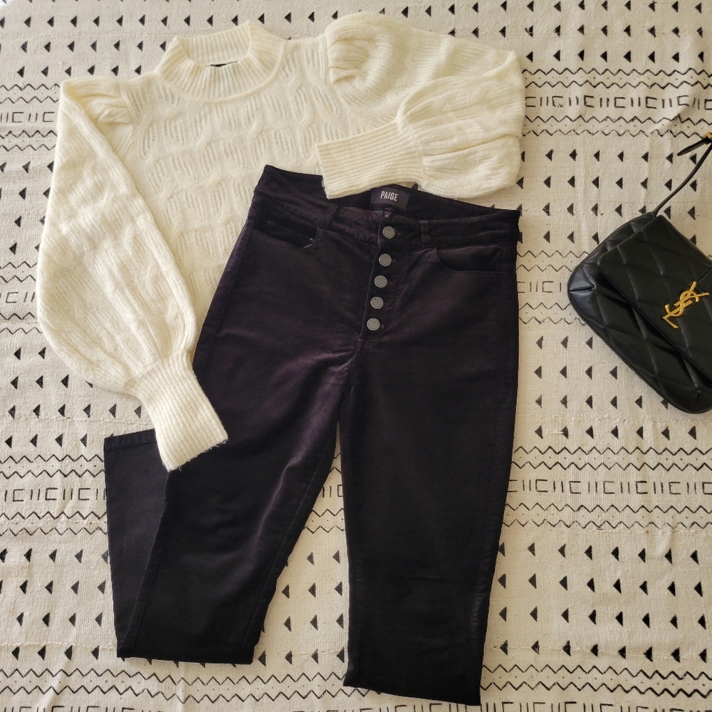 PAIGE Black Velvet Hoxton Ankle Peg Jeans